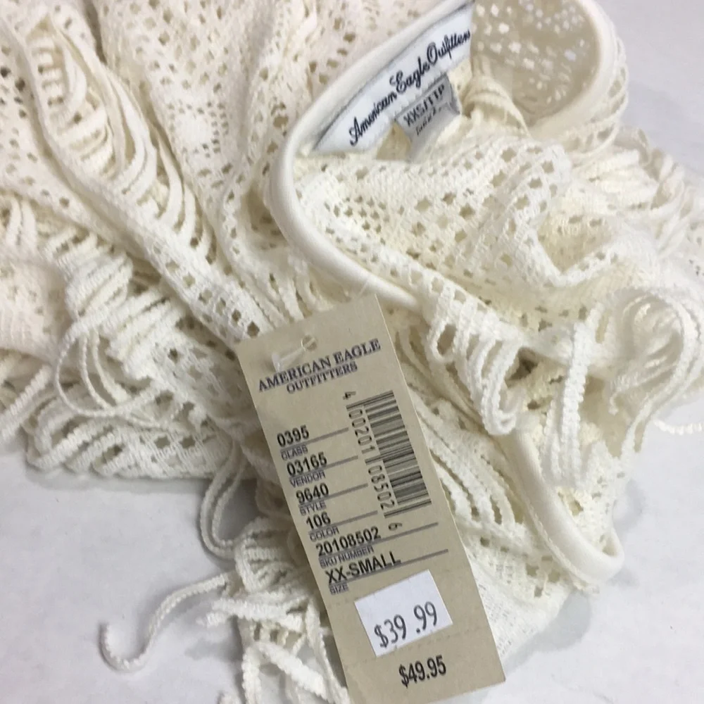 Crochet Fringe Mini Dress NWT | Boho Coastal Swim Coverup · American Eagle - Picture 12 of 12